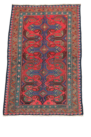 239x153 cm Turkish Kilim Sumak Tribal Wool Rug Handmade Red Grey - Rugoutlet