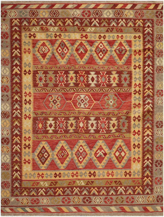 246x170 cm Qashqai Kilim Tribal Wool Rugs Handmade Red Yellow