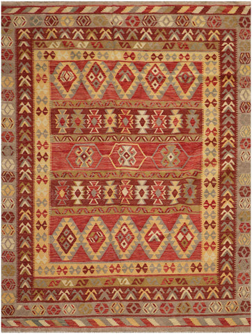 246x170 cm Qashqai Kilim Tribal Wool Rugs Handmade Red Yellow - Rugoutlet