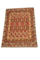 246x170 cm Qashqai Kilim Tribal Wool Rugs Handmade Red Yellow - Rugoutlet