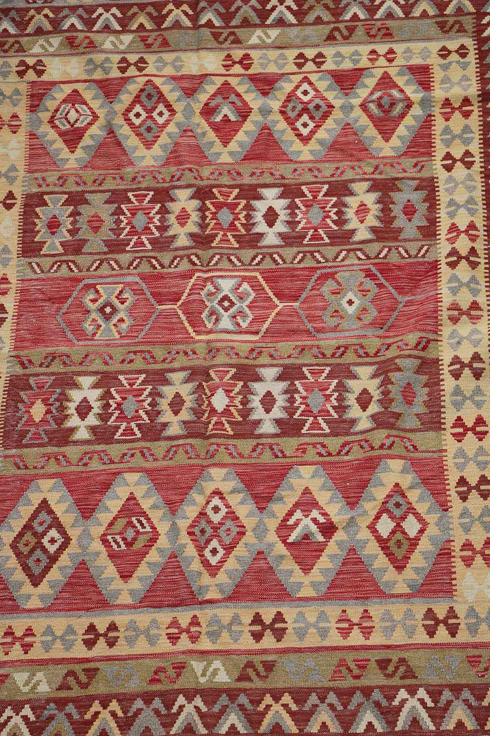 246x170 cm Qashqai Kilim Tribal Wool Rugs Handmade Red Yellow - Rugoutlet