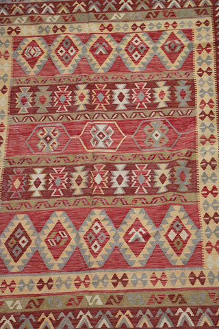 246x170 cm Qashqai Kilim Tribal Wool Rugs Handmade Red Yellow - Rugoutlet