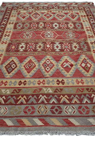 246x170 cm Qashqai Kilim Tribal Wool Rugs Handmade Red Yellow - Rugoutlet