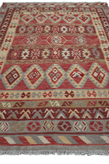 246x170 cm Qashqai Kilim Tribal Wool Rugs Handmade Red Yellow - Rugoutlet