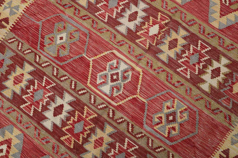 246x170 cm Qashqai Kilim Tribal Wool Rugs Handmade Red Yellow - Rugoutlet