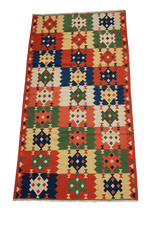 301x153 cm Qashqai Kilim Tribal Wool Rug Handmade Multi-Coloured - Rugoutlet