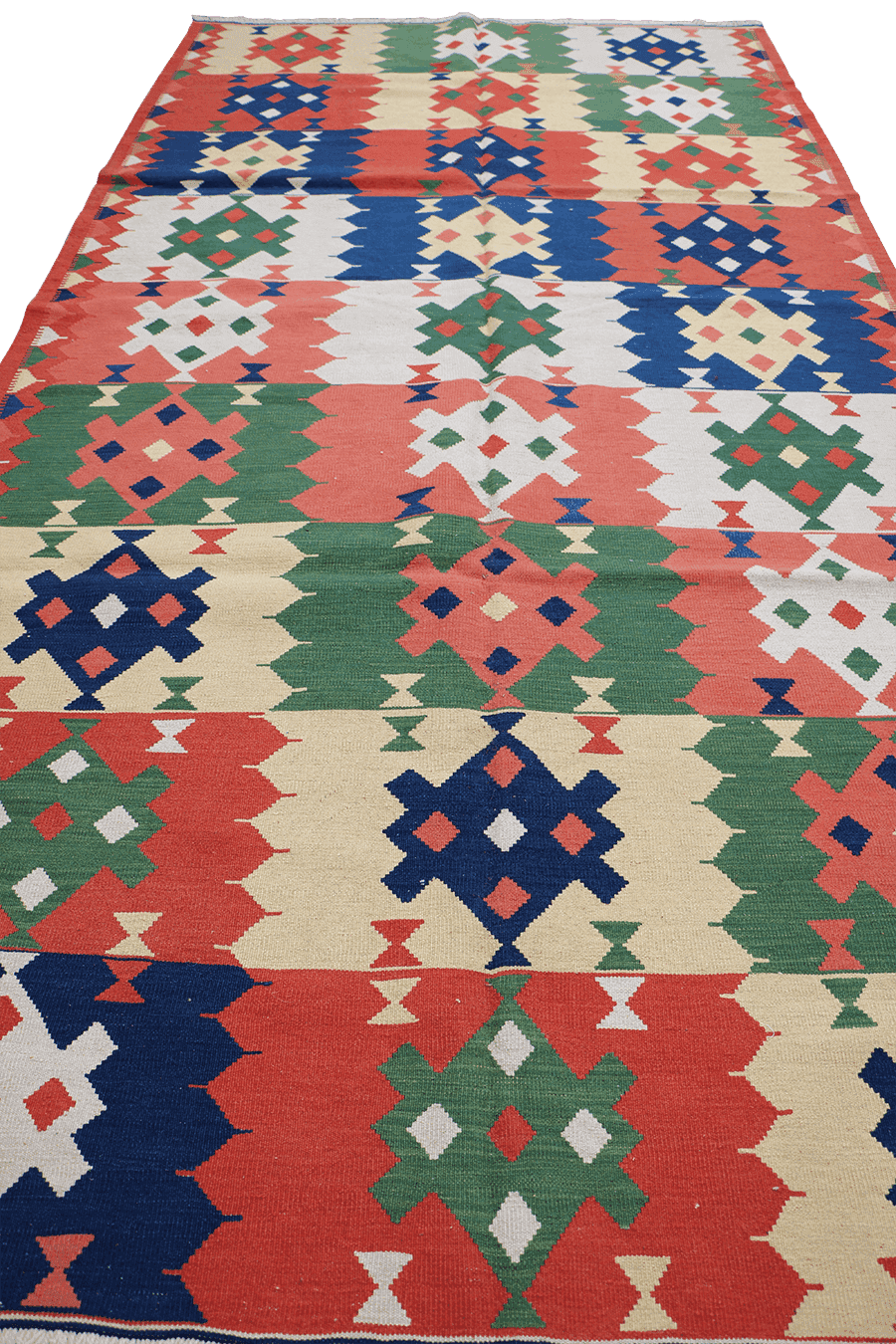 301x153 cm Qashqai Kilim Tribal Wool Rug Handmade Multi-Coloured - Rugoutlet