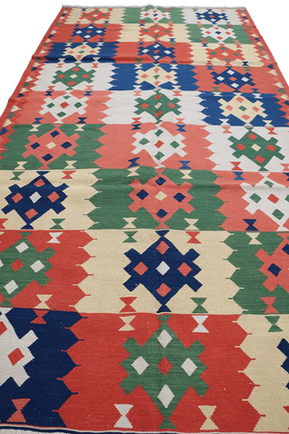 301x153 cm Qashqai Kilim Tribal Wool Rug Handmade Multi-Coloured - Rugoutlet