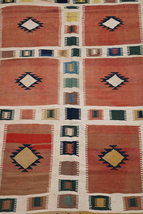 282x212 cm Shiraz Kilim Tribal Wool Rug Handmade Brown - Rugoutlet