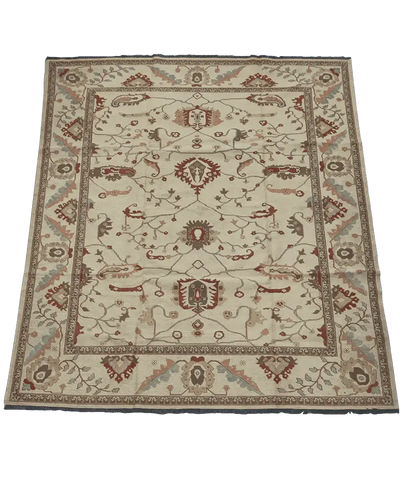 293x128 cm Fine Kilim Sumak Ziegler Tribal Wool Rug Handmade Brown Grey - Rugoutlet