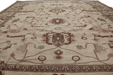 293x128 cm Fine Kilim Sumak Ziegler Tribal Wool Rug Handmade Brown Grey - Rugoutlet