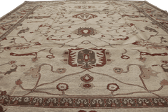 293x128 cm Fine Kilim Sumak Ziegler Tribal Wool Rug Handmade Brown Grey - Rugoutlet