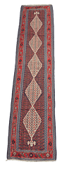 279x84 cm Fine Kilim Seneh Tribal Wool Rug Handmade Purple Red - Rugoutlet