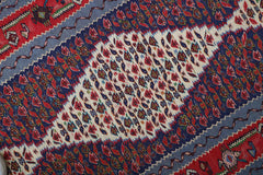 279x84 cm Fine Kilim Seneh Tribal Wool Rug Handmade Purple Red - Rugoutlet