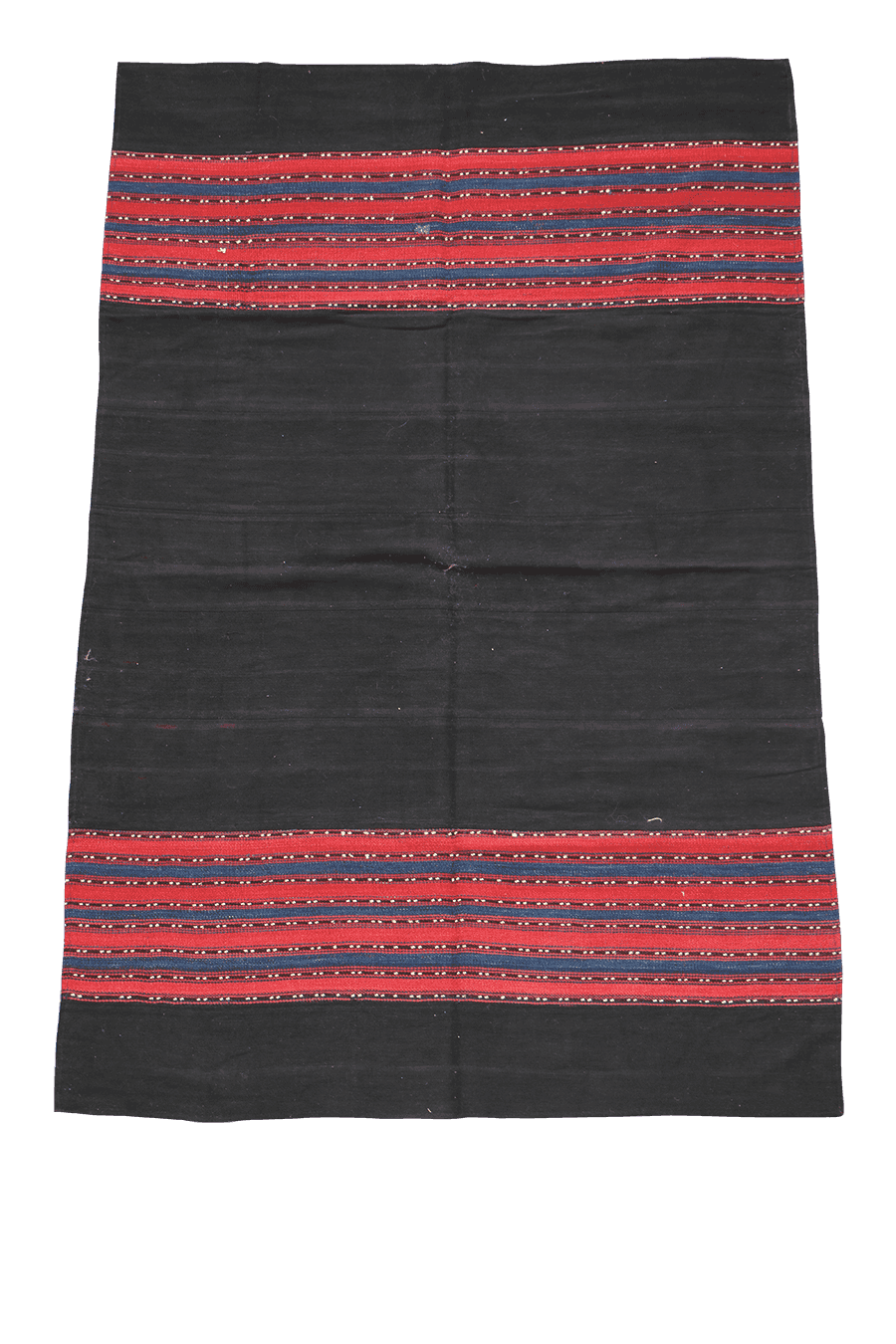 210x138 cm Antique Qashqai Kilim jajim Tribal Wool Rug Handmade Black Red - Rugoutlet