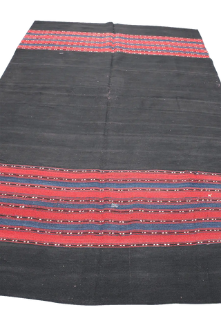 210x138 cm Antique Qashqai Kilim jajim Tribal Wool Rug Handmade Black Red - Rugoutlet