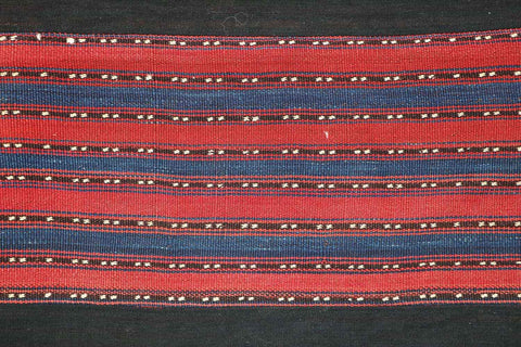 210x138 cm Antique Qashqai Kilim jajim Tribal Wool Rug Handmade Black Red - Rugoutlet