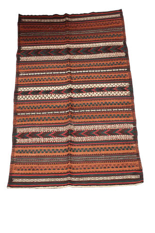 220x80 cm Antique Qashqai Jajim Tribal Wool Rug Handmade Orange - Rugoutlet