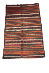 220x80 cm Antique Qashqai Jajim Tribal Wool Rug Handmade Orange - Rugoutlet