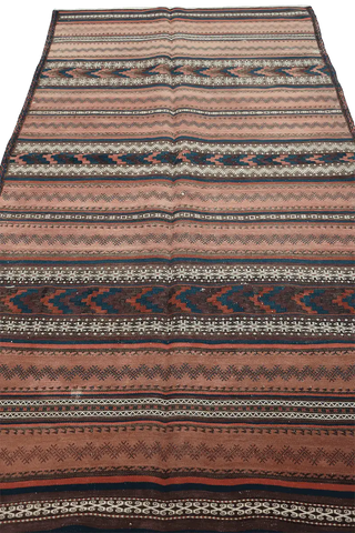 220x80 cm Antique Qashqai Jajim Tribal Wool Rug Handmade Orange - Rugoutlet