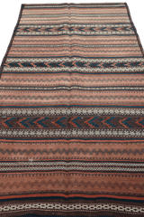 220x80 cm Antique Qashqai Jajim Tribal Wool Rug Handmade Orange - Rugoutlet