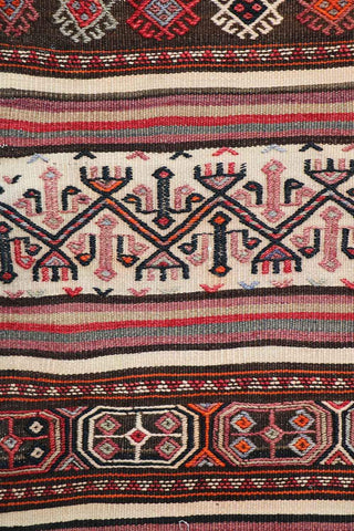 220x80 cm Antique Saddle Bag Runner Tribal Wool Rug Handmade Beige Red - Rugoutlet