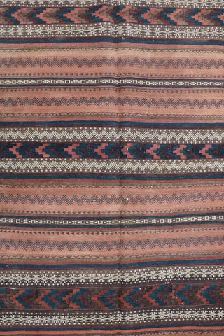 220x80 cm Antique Qashqai Jajim Tribal Wool Rug Handmade Orange - Rugoutlet
