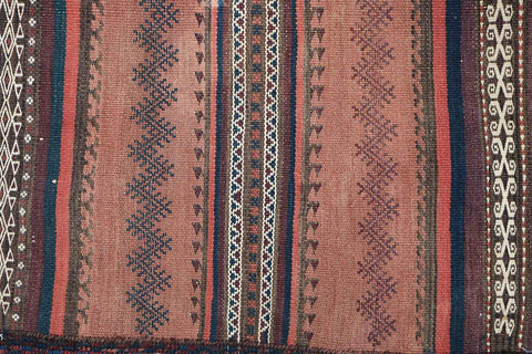 220x80 cm Antique Qashqai Jajim Tribal Wool Rug Handmade Orange - Rugoutlet