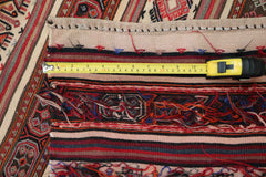 220x80 cm Antique Saddle Bag Runner Tribal Wool Rug Handmade Beige Red - Rugoutlet