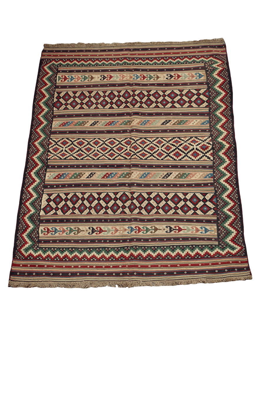 222x165 cm Qashqaie Kilim Sumak Tribal Wool Rugs Handmade Pink Brown - Rugoutlet