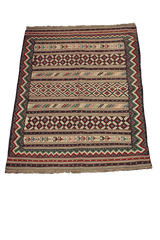 222x165 cm Qashqaie Kilim Sumak Tribal Wool Rugs Handmade Pink Brown - Rugoutlet