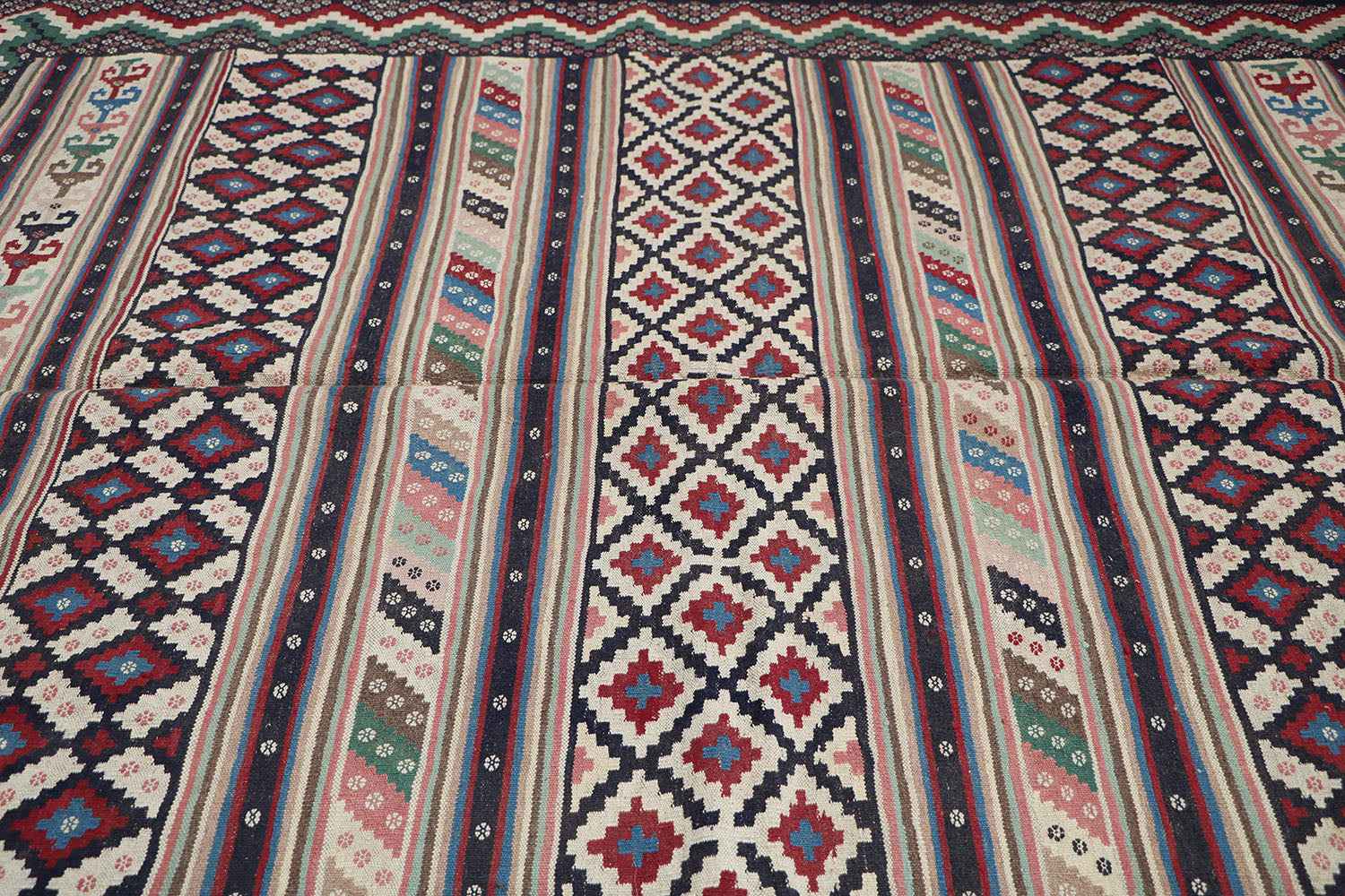 222x165 cm Qashqaie Kilim Sumak Tribal Wool Rugs Handmade Pink Brown - Rugoutlet