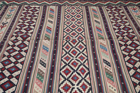 222x165 cm Qashqaie Kilim Sumak Tribal Wool Rugs Handmade Pink Brown - Rugoutlet