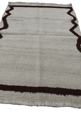 150x100cm Modern Tribal Kilim Handmade white and brown-6880 - Rugoutlet