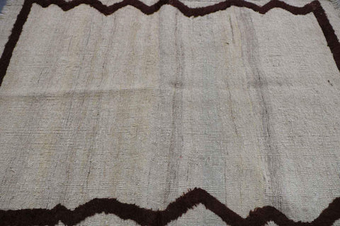 150x100cm Modern Tribal Kilim Handmade white and brown-6880 - Rugoutlet