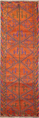 235x73 cm Baluch Kilim Sumak Wool Rug Handmade Orange - Rugoutlet