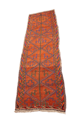 235x73 cm Baluch Kilim Sumak Wool Rug Handmade Orange - Rugoutlet