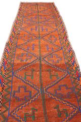 235x73 cm Baluch Kilim Sumak Wool Rug Handmade Orange - Rugoutlet