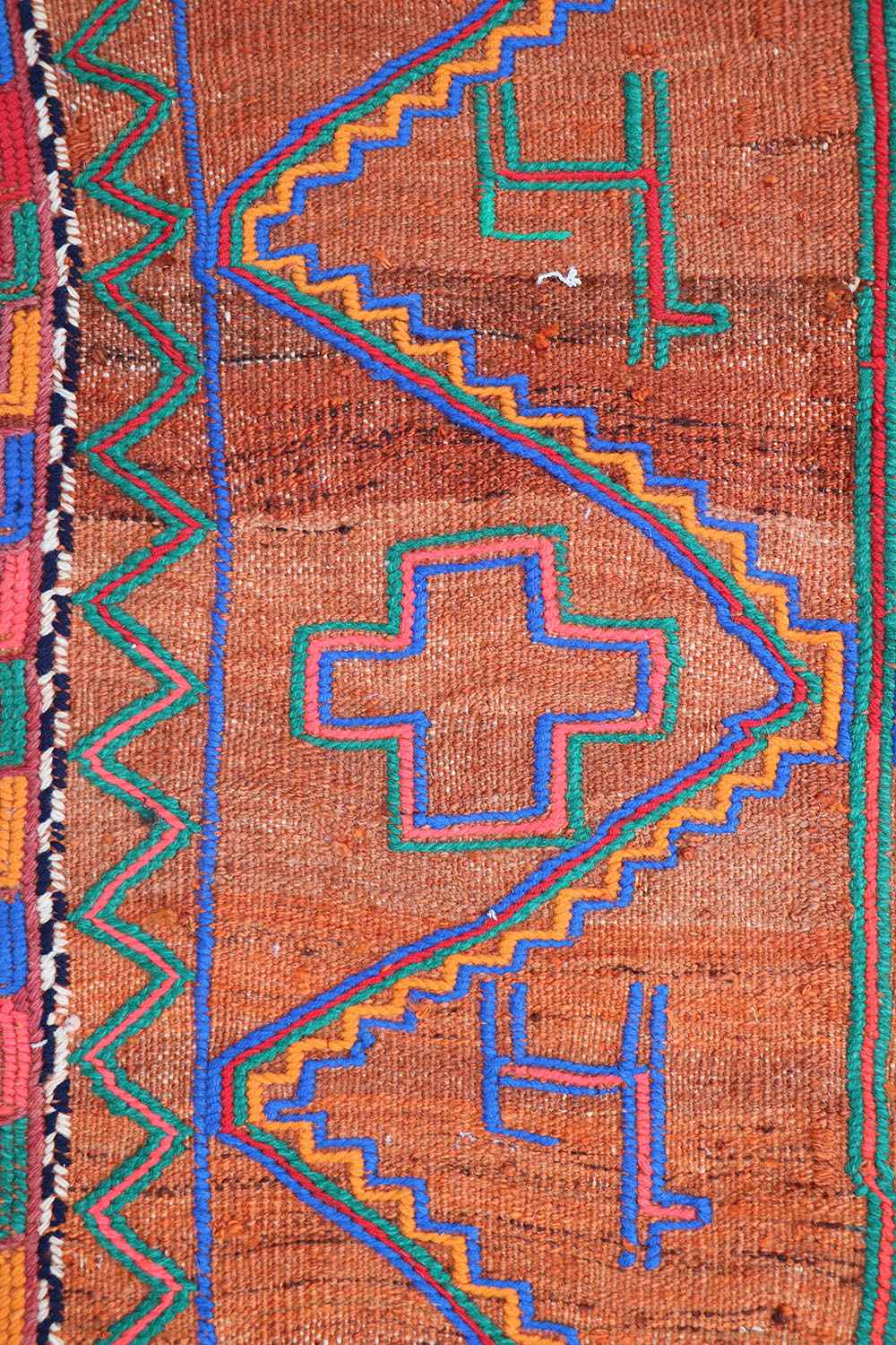 235x73 cm Baluch Kilim Sumak Wool Rug Handmade Orange - Rugoutlet