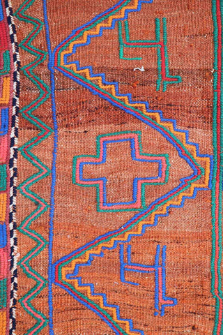 235x73 cm Baluch Kilim Sumak Wool Rug Handmade Orange - Rugoutlet
