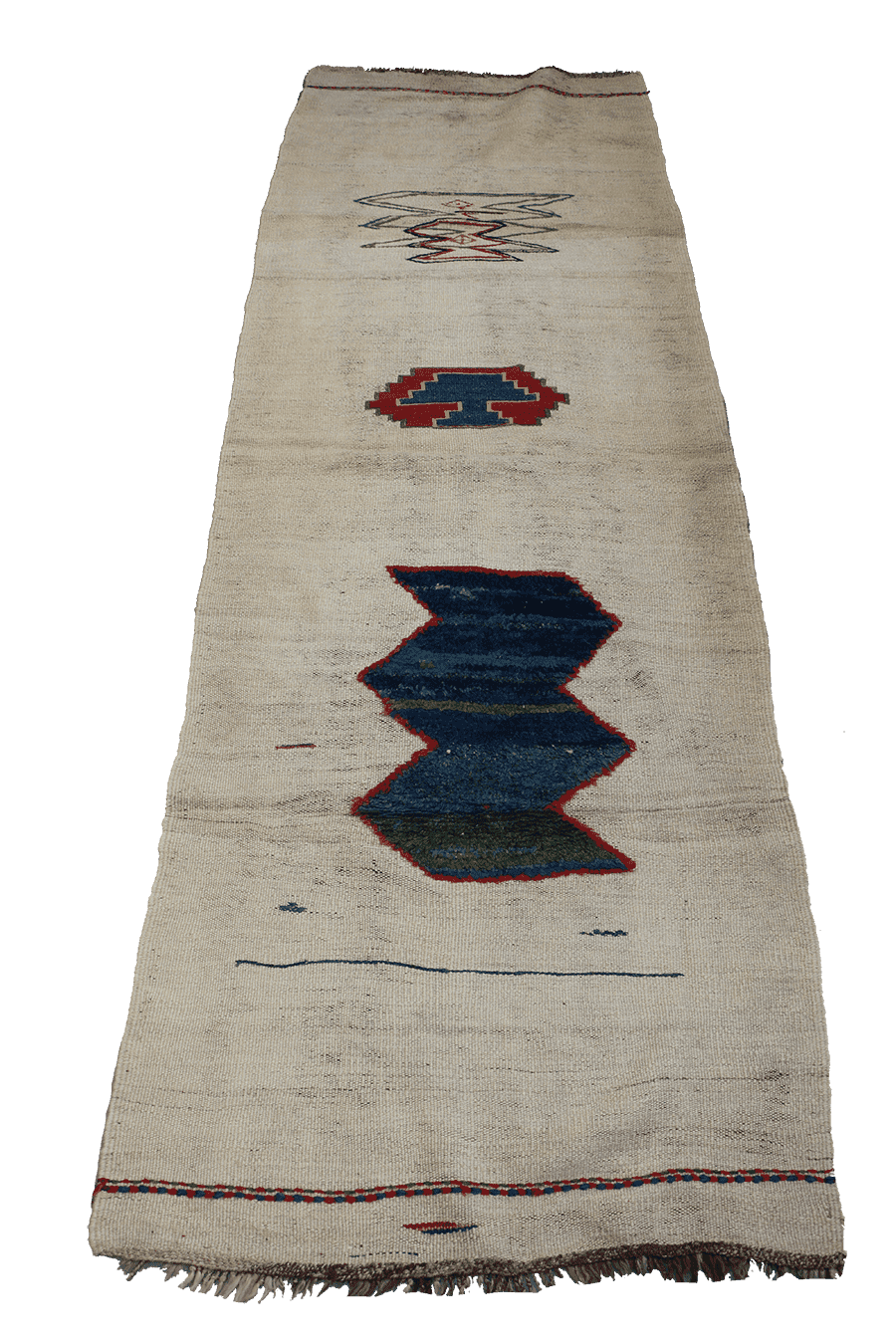 276x92 cm Qashqai Kilim Wool Rug Handmade Beige - Rugoutlet