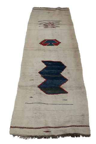 276x92 cm Qashqai Kilim Wool Rug Handmade Beige - Rugoutlet