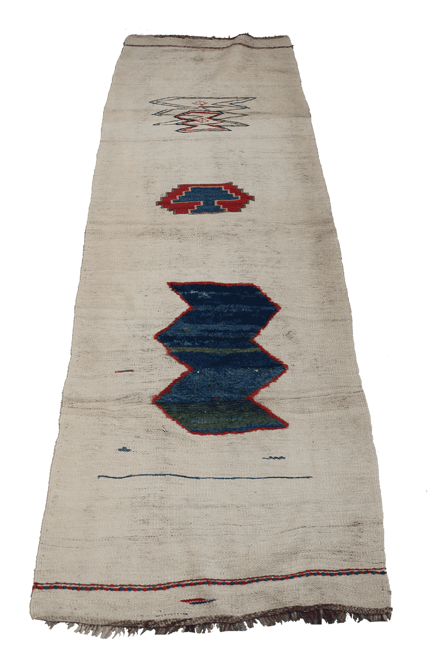 276x92 cm Qashqai Kilim Wool Rug Handmade Beige - Rugoutlet