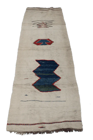 276x92 cm Qashqai Kilim Wool Rug Handmade Beige - Rugoutlet