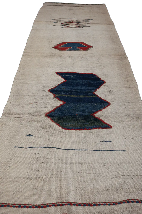 276x92 cm Qashqai Kilim Wool Rug Handmade Beige - Rugoutlet