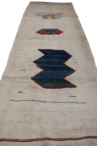 276x92 cm Qashqai Kilim Wool Rug Handmade Beige - Rugoutlet