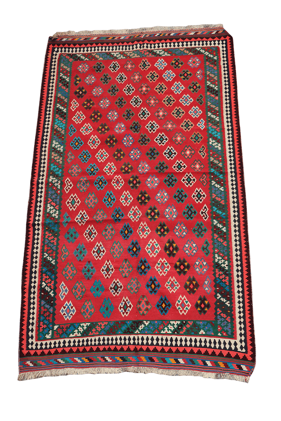 294x164 cm Qashqai Kilim Tribal Wool Rug Handmade Red - Rugoutlet