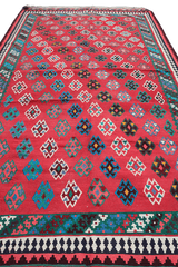 294x164 cm Qashqai Kilim Tribal Wool Rug Handmade Red - Rugoutlet