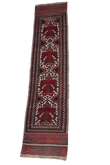 352x80 cm Afghan Mushwani Kilim Runner Wool Rug Handmade Maroon Pink - Rugoutlet