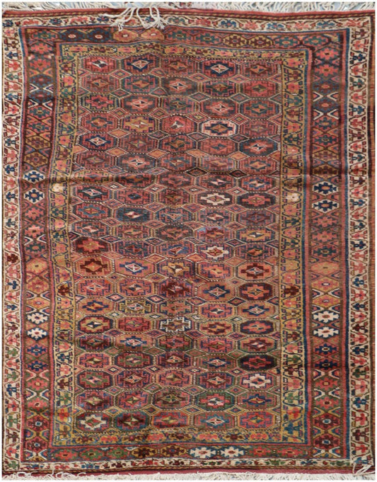 147x228 cm Antique Lori Tribal Wool Rug Handmade Peach